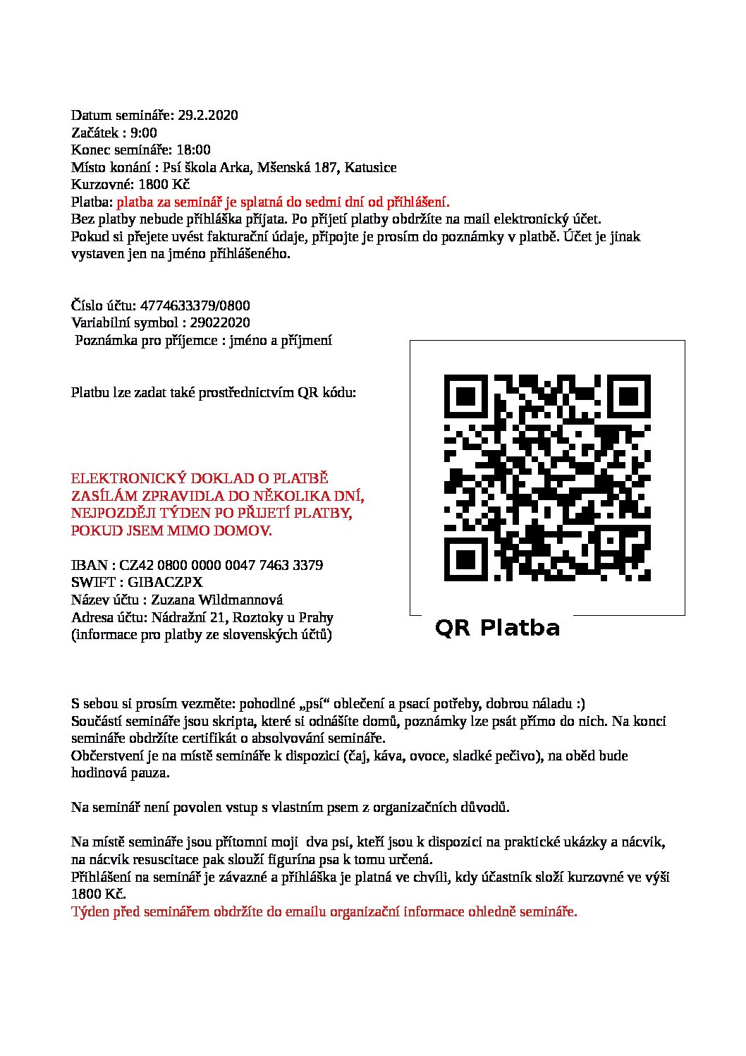Seminář první pomoci pro psy I. v Praze- celodenní