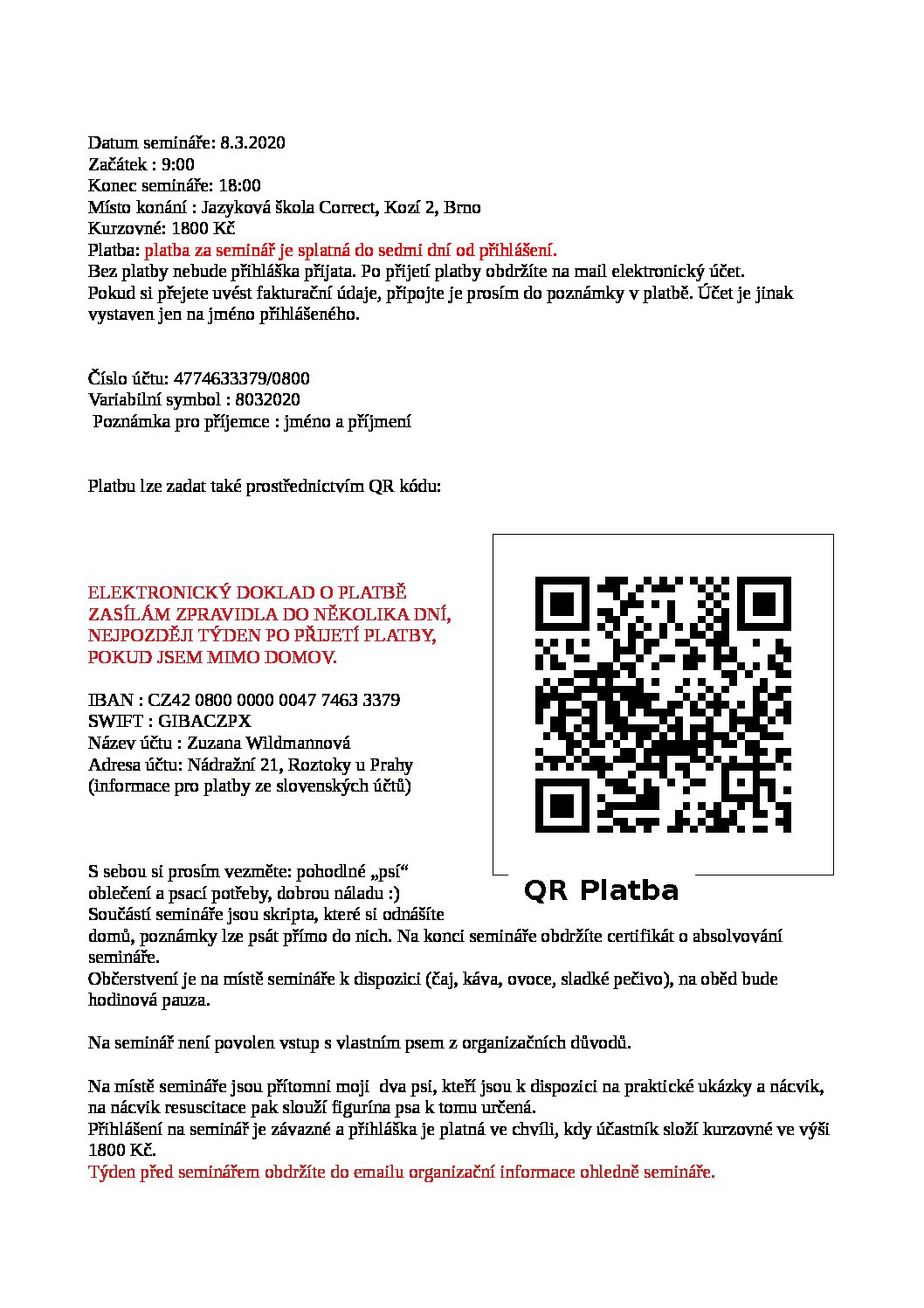 Seminář první pomoci pro psy I. v Praze - celodenní